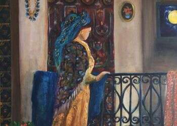 ציור: אסתר ציבל, שומרת הלילה, שמן על בד, 2012