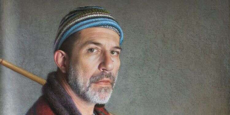 ציור: דוד ניפו, דיוקן עצמי בתור דייג, פסטל על נייר מעובד, 2015 ציור: דוד ניפו, דיוקן עצמי בתור דייג, פסטל על נייר מעובד, 2015