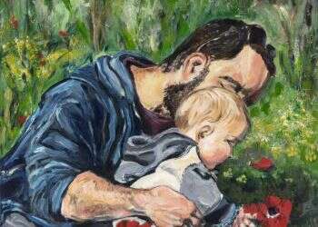 ציור: אלישבע הורוביץ "הענק העדין", 2018. מתוך תערוכת יחיד של האמנית המוצגת בימים אלו במוזיאון היכל שלמה בירושלים. צילום באדיבות סדן הפקת אמנות