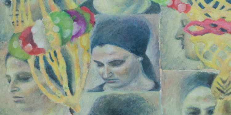 איור: נעמי טנהאוזר, סוכות, שמן על בד, 2018. מתוך התערוכה "עזרת נשים", שהוצגה בגלריית המקלט בירושלים