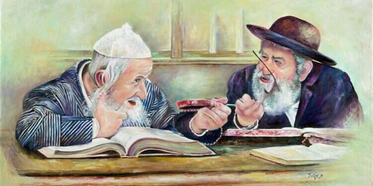 רבים מן הלומדים נרדמים בין  ציור: מנוחה ינקלביץ, שמן על בד, 2016