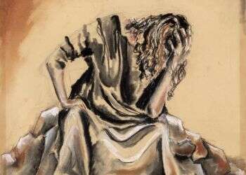 ציור: אלישבע אלן הורוביץ, פחם ואקריליק על נייר, 2017 . מתוך התערוכה "האמן שבתוכך" המוצגת בימים אלו בסינמטק ירושלים צילום באדיבות: סדן הפקת אמנות