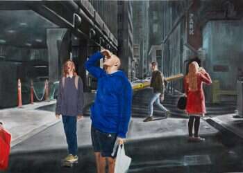 ציור: מונטאן ורוזנבלום, "הם עמדו רגע ממושך". מתוך התערוכה "יש עידן חדש. על הרוחני באמנות" המוצגת במוזיאון תל אביב לאמנות