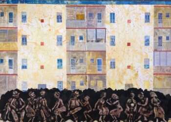 ציור: חנן מזל, כאילו כלום לא קרה, 2019 . מתוך התערוכה "קול האות" המוצגת ברובע האמנים, חוצות היוצר, ירושלים