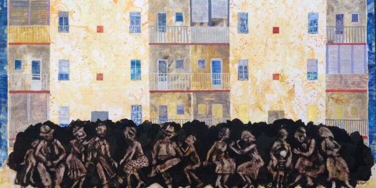 ציור: חנן מזל, כאילו כלום לא קרה, 2019 . מתוך התערוכה "קול האות" המוצגת ברובע האמנים, חוצות היוצר, ירושלים