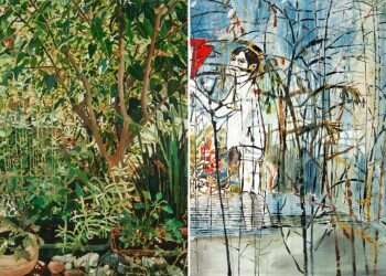 ציור: ורד נחמני, שומקום. סבך קטן, דיפטיכון, 2005. מתוך התערוכה "ציור הוא בית", 2018. משכן לאמנות עין חרוד