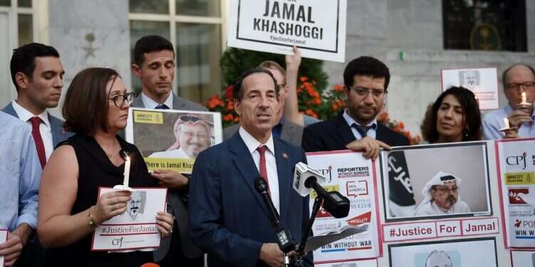 הפגנה מחוץ לשגרירות הסעודית בוושינגטון, 2018. צילום: AFP צילום: AFP