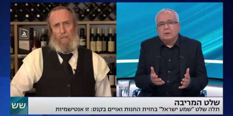 אמנון גולדיס מתראיין בשש עם אמנון לוי. צילום מסך, חדשות 13 השנאה בתקשורת הופכת כל סיפור קטן למלחמה