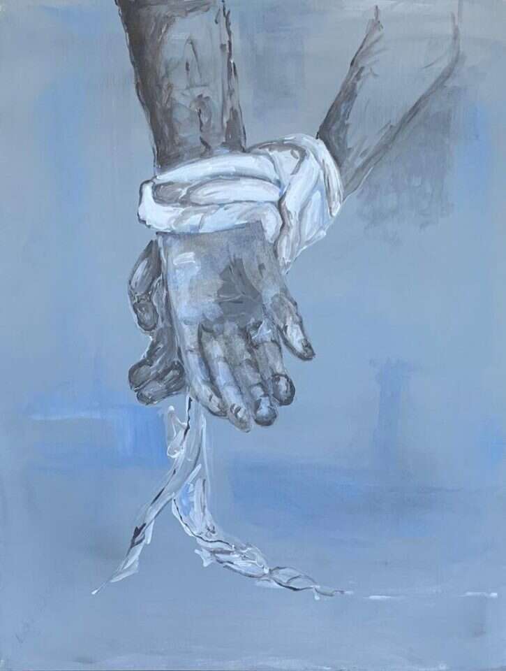מיכל שיין, ידיים קשורות, אקריליק על בד, 2019