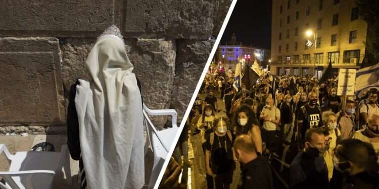 המבקשים להתפלל בציבור בשטחים פתוחים, מקופחים בהשוואה לאלה המעוניינים להפגין. צילומים: EPA בג"ץ: קיפוח מתפללים לעומת מפגינים דורש "הכרעה עקרונית"