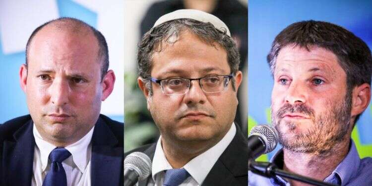 בן גביר, סמוטריץ' ובנט. צילומים: אורן בן חקון פוליטיקת בוץ: מפלגות הציונות הדתית חוזרות לקמפיין המוכר