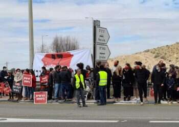 ההפגנה בצומת משאבים, בשבוע שעבר. צילום: ריצ'ל הופקינס