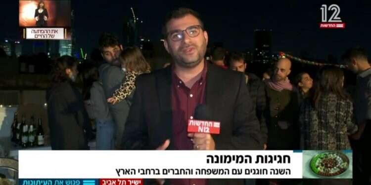 מימונה בפגוש את העיתונות. צילום מסך מתוך N12 "מימונה שיתופית": כשאשכנזים גונבים למרוקאים את החג