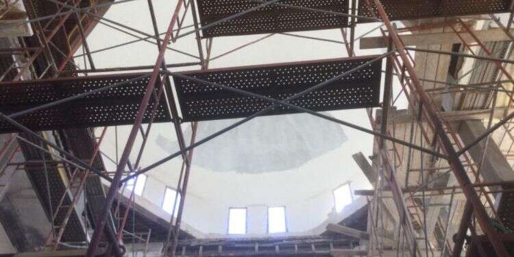 הפיגומים שהוצבו בבית הכנסת דאר בישי חשש להרס בית הכנסת הגדול בלוב