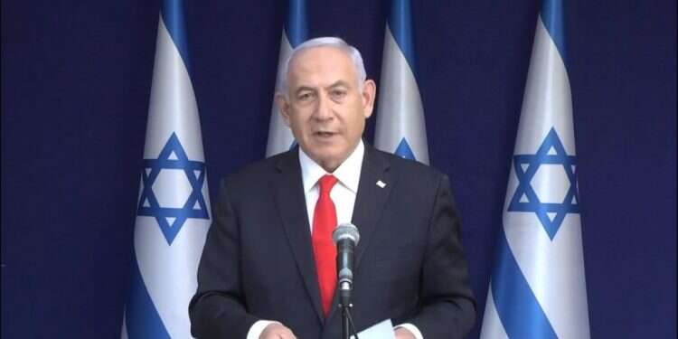 בנימין נתניהו בנאומו. צילום מסך קונטקט