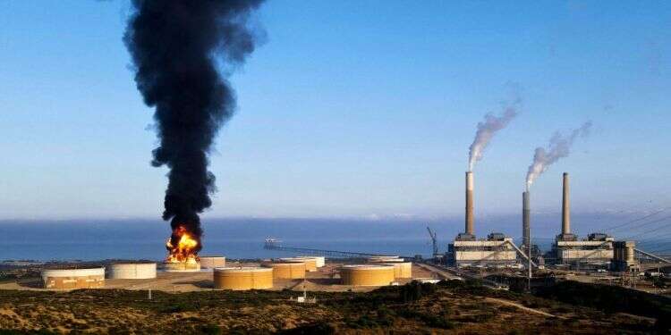 ההתלקחות במכל הדלק באשקלון. צילום: AFP