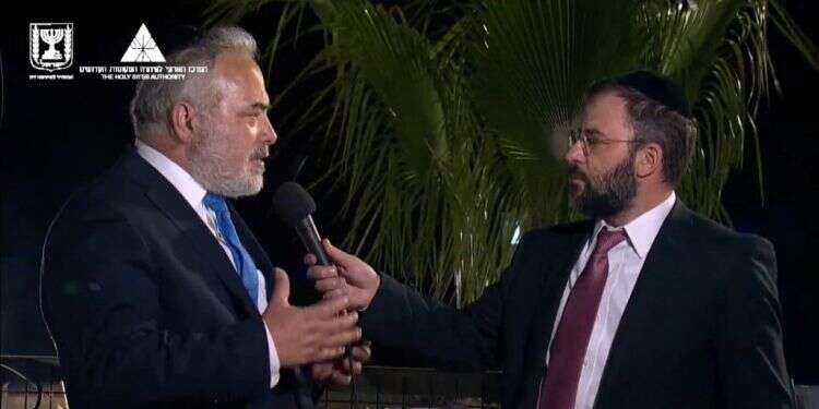 אבי מימרן ויוסי שווינגר במירון, זמן קצר לפני האסון. צילום מסך מתוך שידורי ההילולה בכאן מורשת החשבון והנפש: עלינו לדרוש ועדת חקירה ממלכתית לאסון מירון