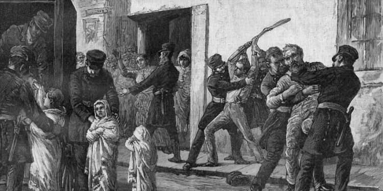 עימותים במונטריאול במהלך המגפה, ציור מאת רוברט האריס