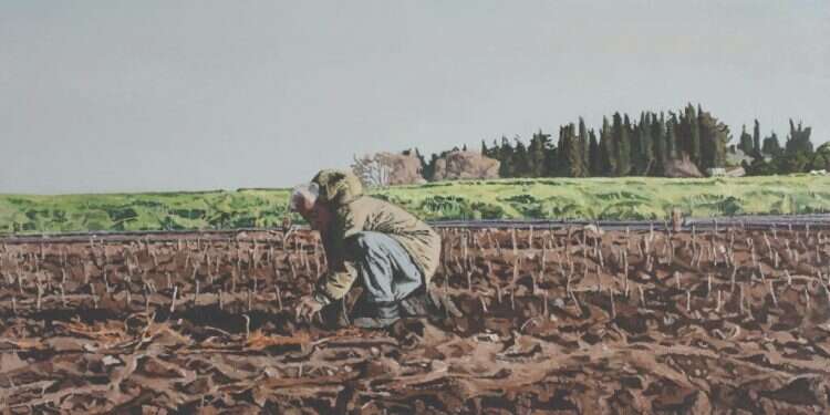 איור: אלי שמיר, שותל בחורף (צילום אברהם חי). מתוך התערוכה זמן דיוקן במוזיאון הרצליה לבקשת יו"ר הכנסת מיקי לוי שפי פז לא תורשה להיכנס למשכן