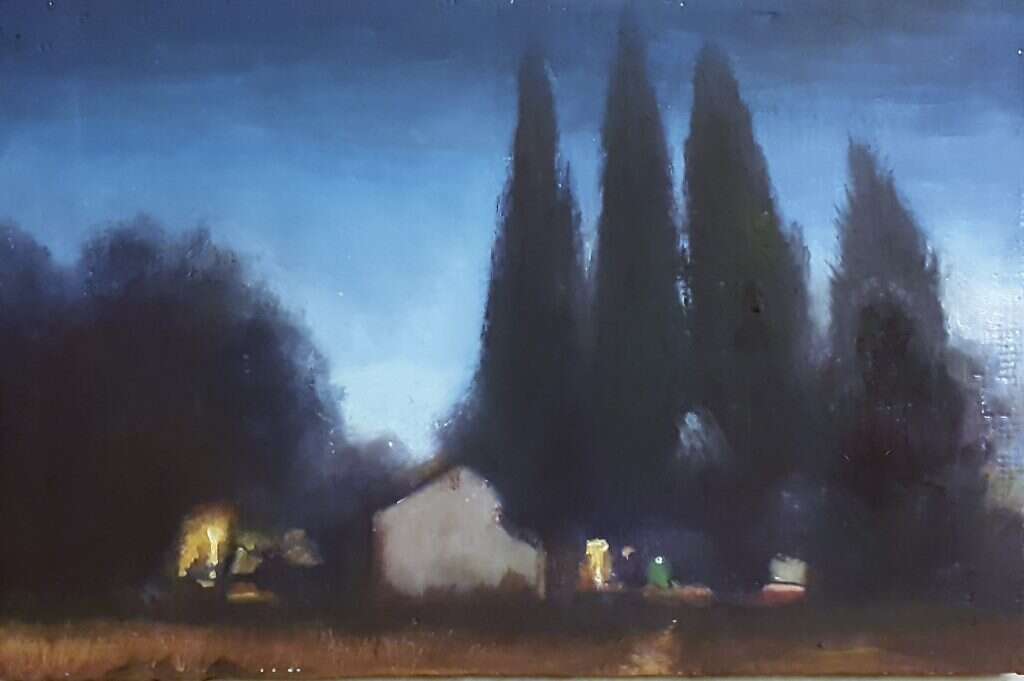 שי אביבי, לילה בקיבוץ, שמן על בד, 2018 צילום: שירה ישראלי