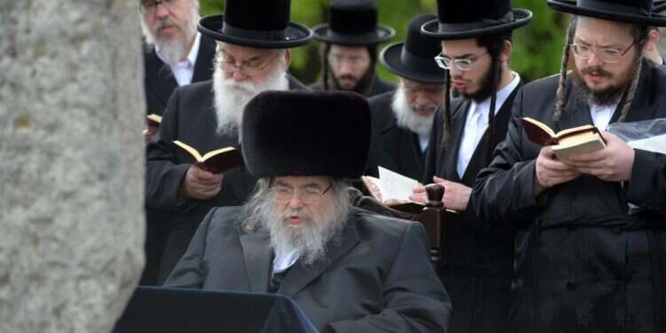 הרבי מבעלז. מימין: בנו היחיד ר' אהרן מרדכי. 2015. צילום: שאטרסטוק