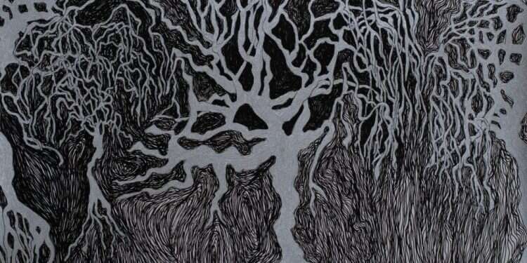 מוריה אשכנזי רוזנבלום, ללא כותרת, דיו על נייר, 2019 . מוצגת בתערוכה