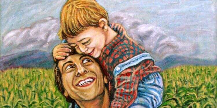 הילד איתמר מרחף על כנפי דמיונות של אביו. יונתן טל,