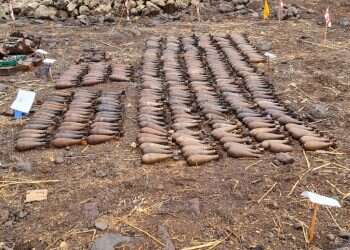 תחמושת מהבונקר הסורי שנמצא ברמת הגולן. צילום: הרשות לפינוי מוקשים, משרד הביטחון אירוע היסטורי: בונקר סורי עמוס בתחמושת נחשף ברמת הגולן