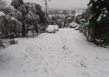 שלג בבית אל, בחורף שעבר. צילום: שלמה פיוטרקובסקי בוקר לבן: השלג נערם בירושלים, גוש עציון ובנימין