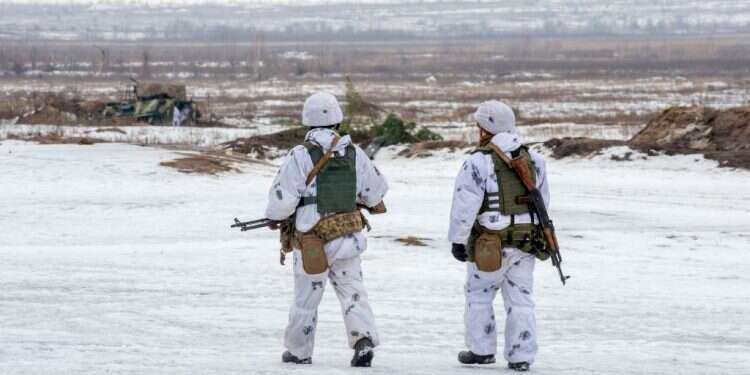 חיילים אוקראינים על הגבול עם רוסיה. צילום: AFP שׁוּב רוּסְיָה