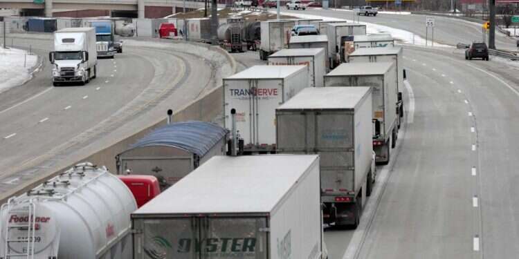 מחאת המשאיות בקנדה, בשבוע שעבר. צילום: AFP