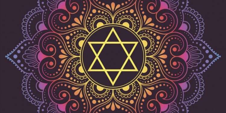 במנדלה של ספר יצירה שני המשולשים ההפוכים - המגן דוד - הם זכר ונקבה המונחים זה על זה. איור: שאטרסטוק