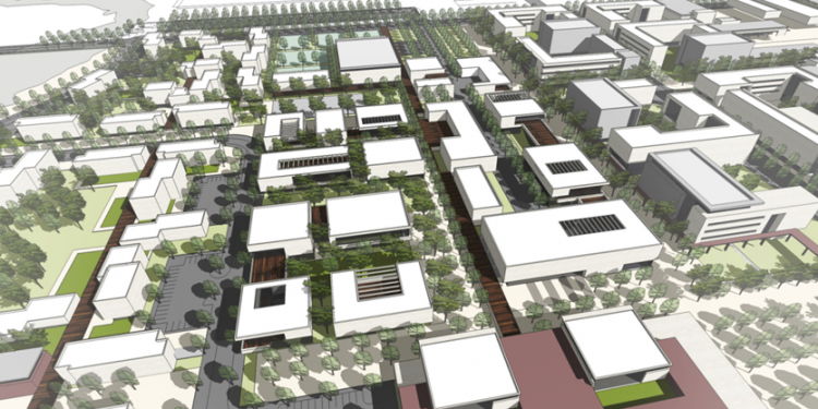 הדמיה של קריית המודיעין בנגב. צילום הדמיה: משרד הביטחון שרת התחבורה מירי רגב שכחה את הנגב