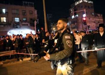 אזור הפיגוע בבני־ברק. צילום: AFP