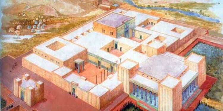 פרס הקדומה הכירה חגים לציון השמדת אויב והילולות שתייה ותחפושות. שחזור ארמון דריווש בשושן באדיבות fouman.com