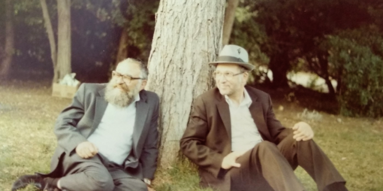 אפילו שיחת תלמידי חכמים צריכה לימוד. הרב אהרן ליכטנשטיין והרב יהודה עמיטל. צילום: מנחם שטיין