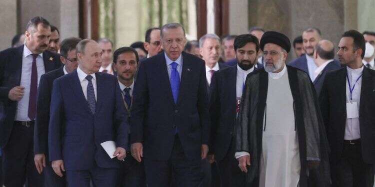 ראיסי, ארדואן ופוטין השבוע בטהרן. צילום: AFP