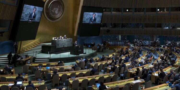 ישיבת הוועדה לפיקוח על האמנה לאי הפצת נשק גרעיני. צילום: EPA סגן יו"ר הוועדה לפיקוח על נשק גרעיני באו"ם – השגריר הפלסטיני