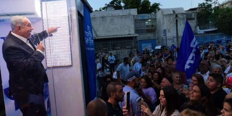 מסע הבחירות של נתניהו, השבוע. צילום: תומר נויברג/פלאש90 מסע בחירות במגרש החניה