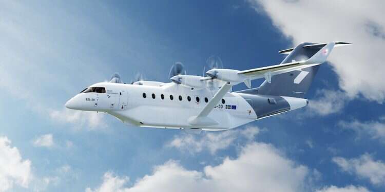 הדמיה של מטוס ES־30, המבוסס על סוללות צילום: Heart Aearospace מטוסים מבוססי סוללות ימריאו עד 2028