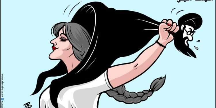 מהסא אמיני מסירה את החיג'אב. מקור: אשנב לערב: מהומות הרעלה באיראן מתפשטות