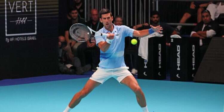 נובאק ג'וקוביץ' בטורניר תל אביב. צילום: AFP גמר טורניר תל אביב: נובאק ג'וקוביץ' לא מתנצל על ההגעה לישראל