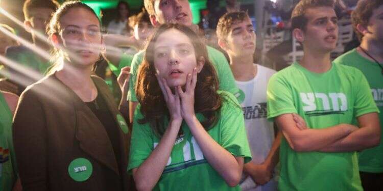 תומכי מרצ ביום שלישי בלילה. צילום: פלאש 90