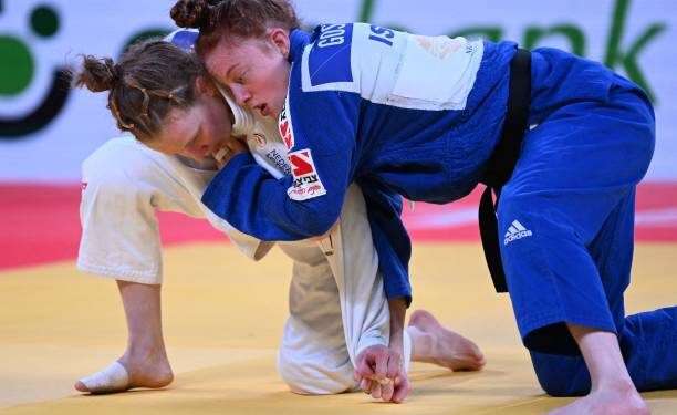 רגע אנושי וספורטיבי. גושן בקרב בטשקנט רגע לפני הניצחון. צילום: גטי אימג'ס הזוכה הבאה במדליית זהב? מאיה גושן כובשת את עולם הג'ודו