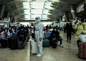 נמל התעופה בבייג'ינג, השבוע. צילום: AFP