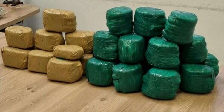 הסמים שנתפסו. צילום: דובר צה ניסיון הברחה בגבול הצפון: 21 ק"ג סמים נתפסו