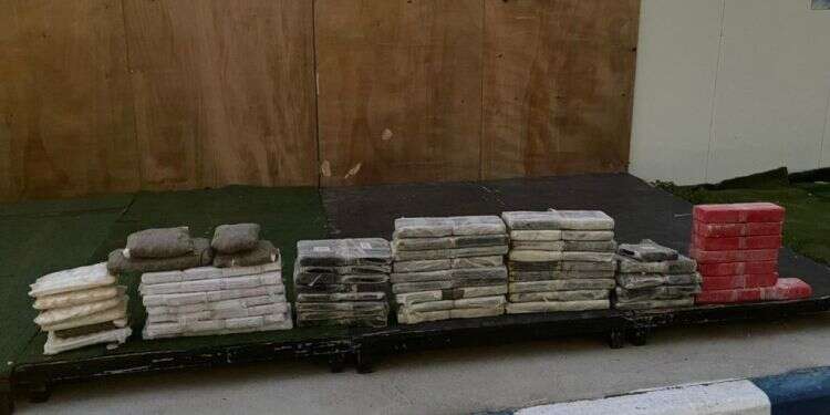 הסמים שהוחרמו. צילום: דובר צה צפו: צה"ל סיכל הברחת סמים בשווי 50 מיליון ש"ח בגבול מצרים