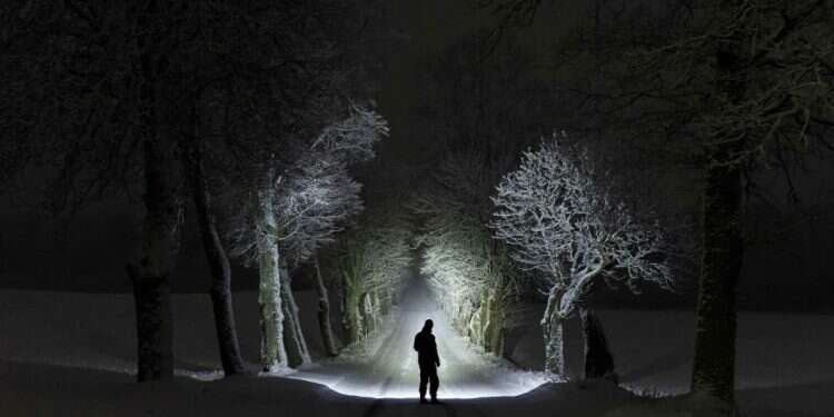 חיפושים אחרי האח הנעדר בשביל עפר שהשלוליות שעליו קפאו. צילום: שאטרסטוק