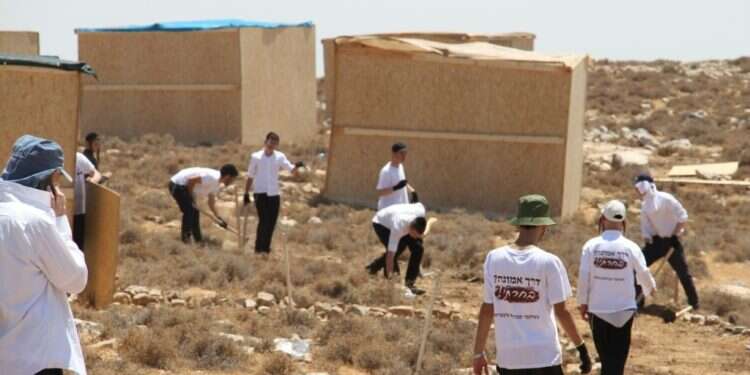 הקמת מאחז דרך אמונה ליד מיצד, אוגוסט 2022. צילום: דוברות דרך אמונה