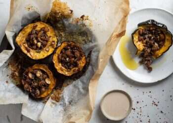 מתכון כשר לפסח: דלעת ערמונים ממולאת בבשר בקר טחון, פטריות וערמונים